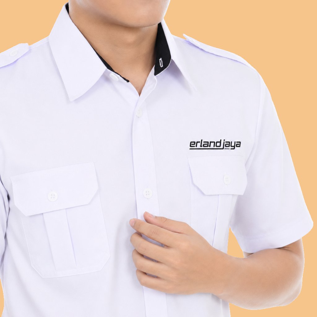 Baju PDH Putih Wanita Pria Lengan Panjang Pendek Japan Drill Premium
