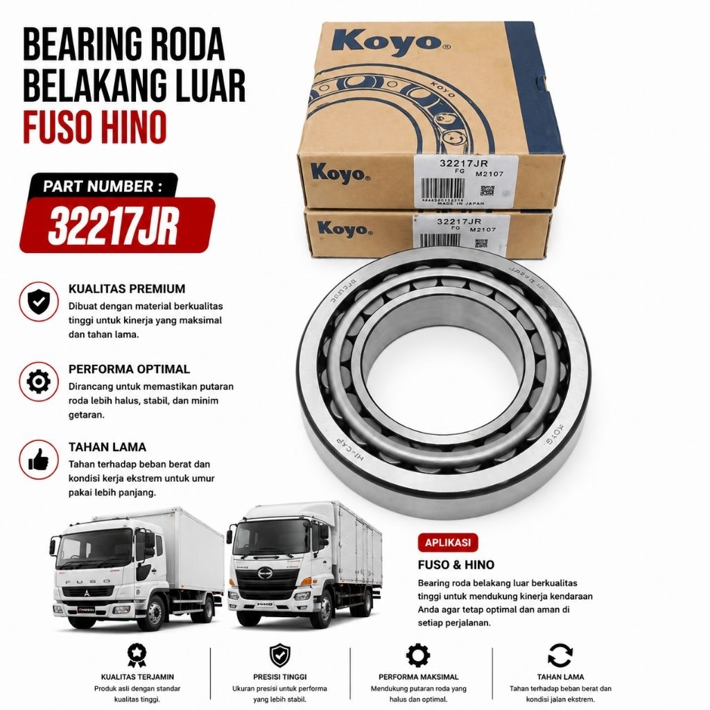 BEARING 32217J KOYO LAHER 32217 JR KOYO RODA BELAKANG LUAR FUSO HINO NISSAN