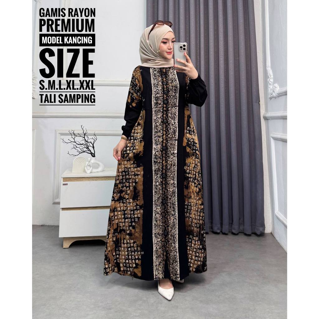 Gamis Rayon Twill Premium Busui Jumbo Batik Cap Malaman Batik Usman - Motif Nadira