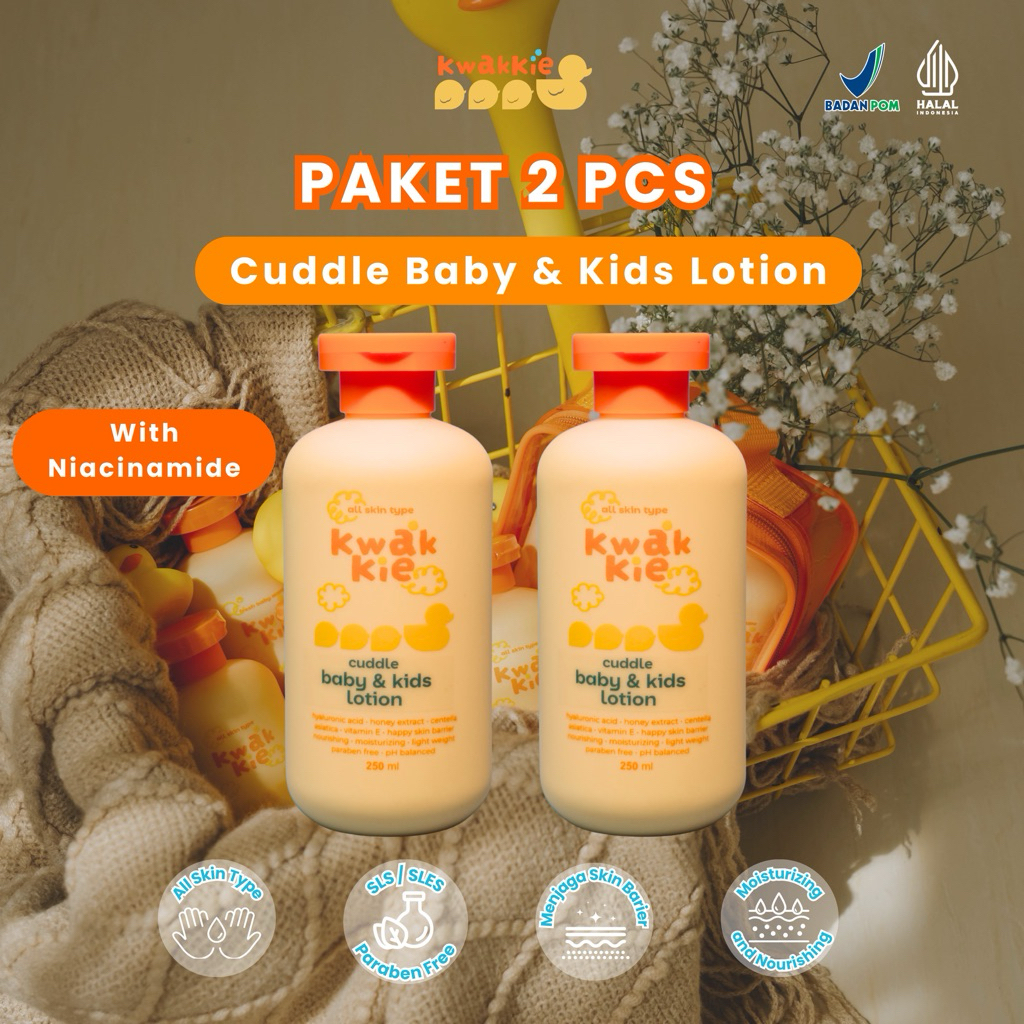 [PROMO] DAPAT 2 PCS LOTION x 250ml, Kwakkie Lotion Pencerah & Pelembab Tubuh Anak & Bayi - Cuddle Ba