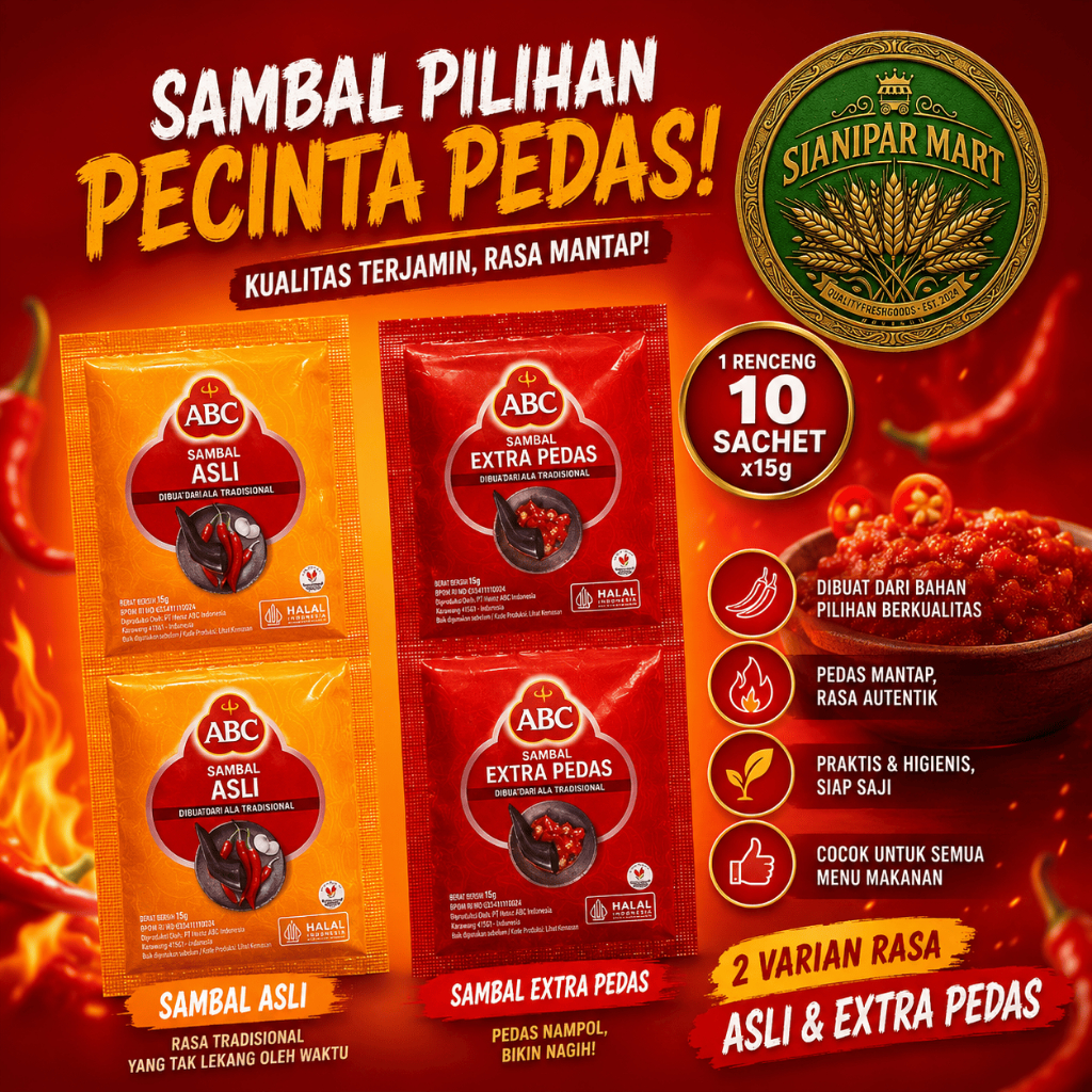 ABC SAUS SAMBAL PEDAS ASLI - EXTRA PEDAS PCK 10x18/15gr