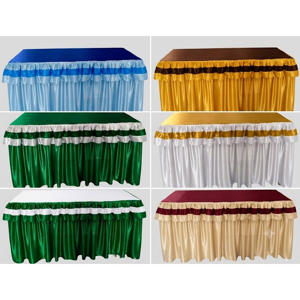 Cover Meja Prasmanan Renda Ukuran 200 x 60 x 75 cm (P x L x T)