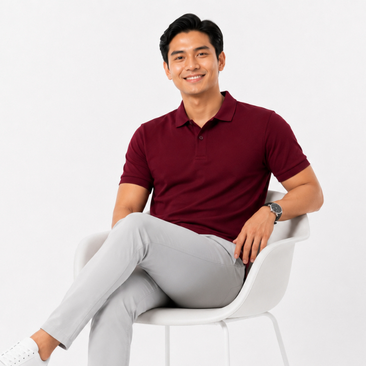 KLOALA Polo Drifit Pria Premium Maroon Kaos Polo Kerah Polos Bahan Adem Quick Dry Smart Casual lurus