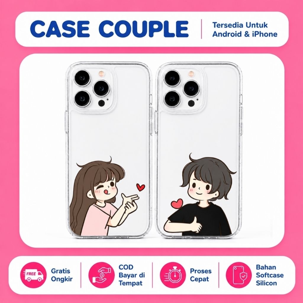 Custom Case Couple Pasangan Bahan Softcase Silicon All Type Hp Android Dan ios