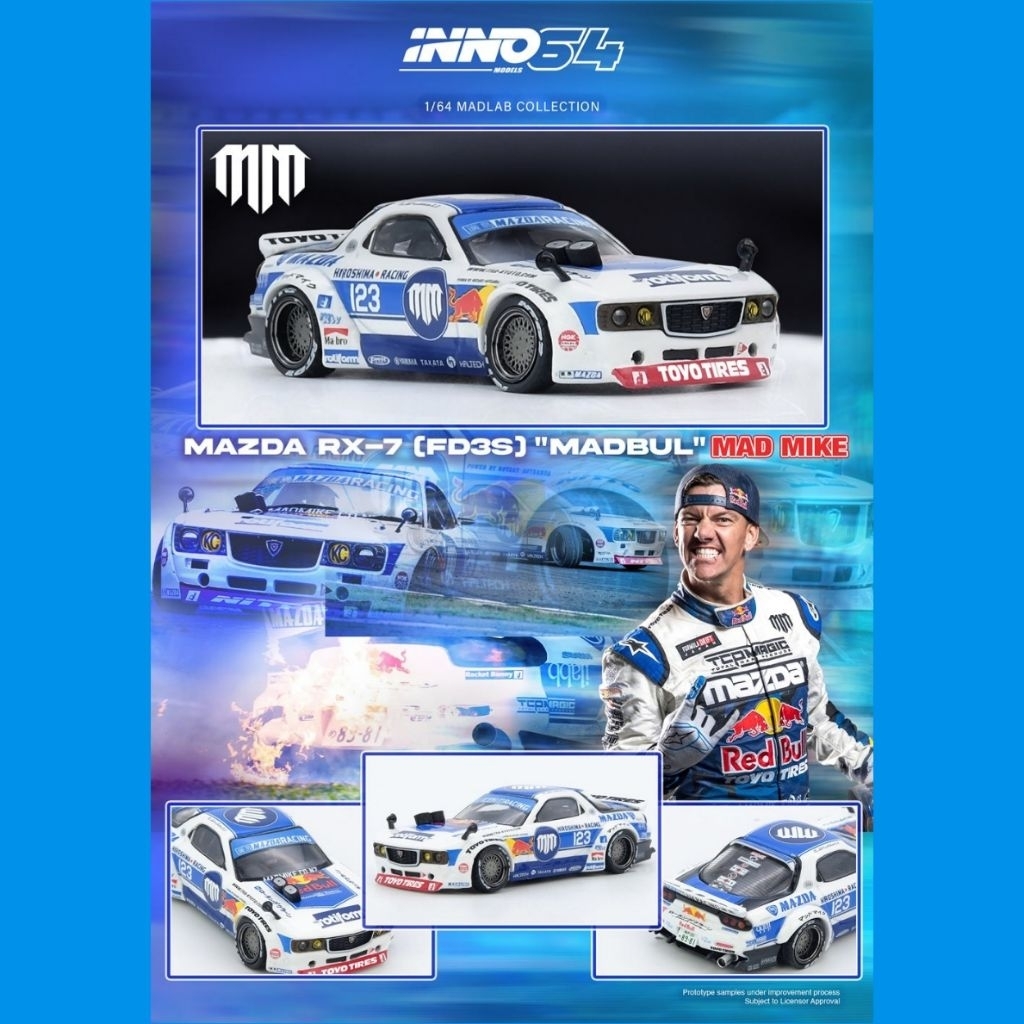 INNO64 1/64 MAZDA RX7 (FD3S) "PANDEM ROCKET BUNNY" MADBUL MADLAB COLLECTION 001 IN64-MADLAB01-MADBUL