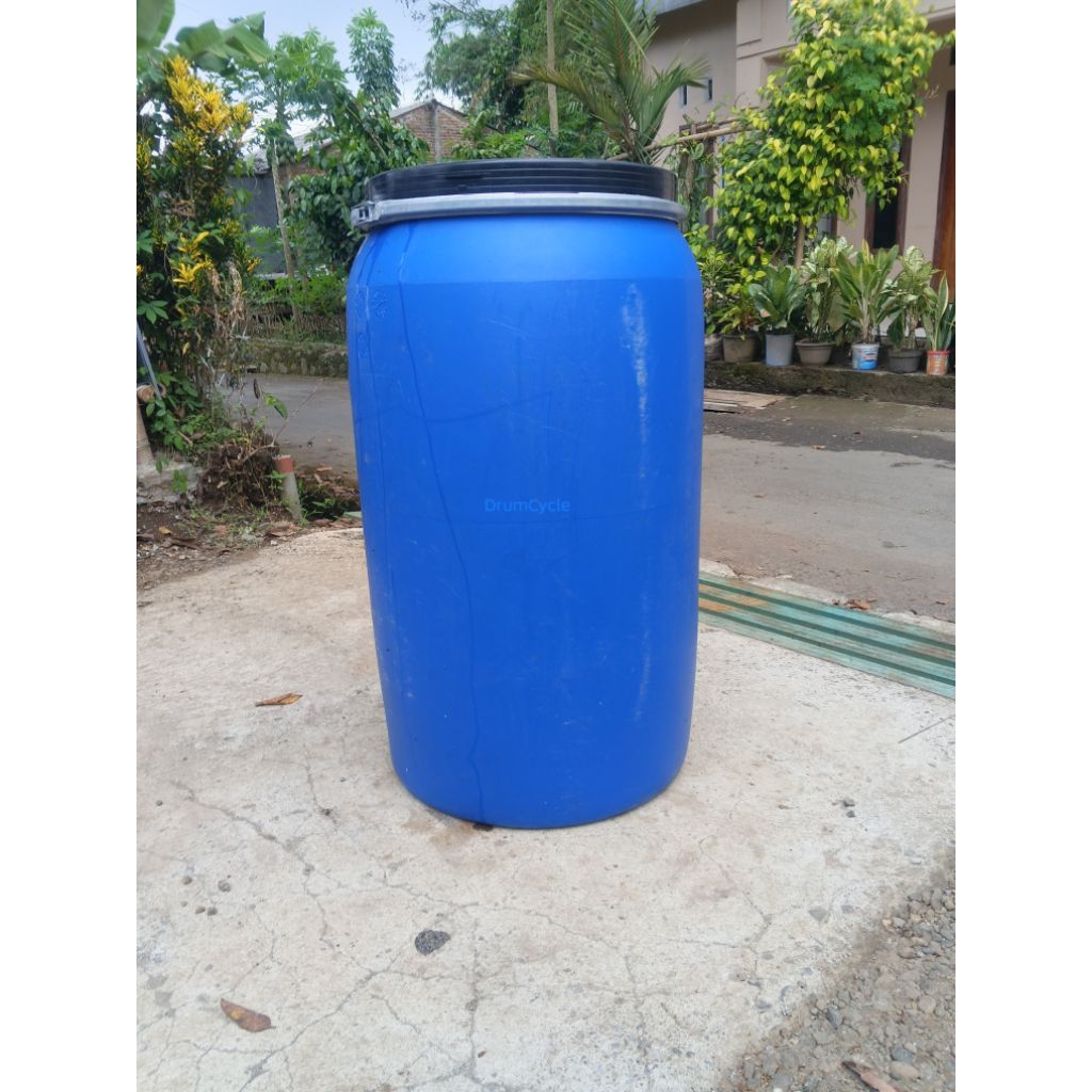 Drum Plastik HDPE Bekas 250 Liter Tutup Buka | Tong Plastik Biru Serbaguna| Drum Plastik 250L