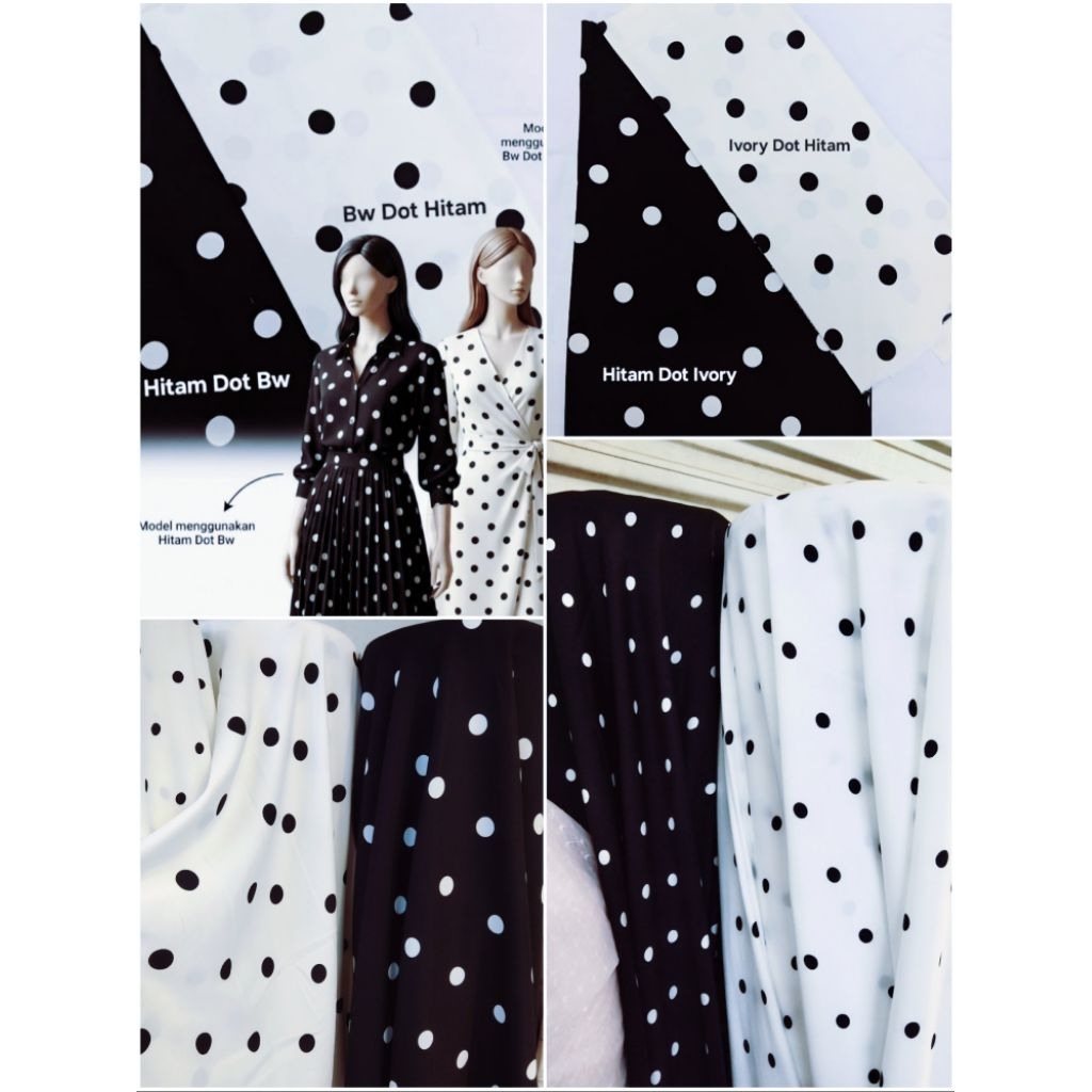 KAIN SHAKILA POLKADOT /MARBELLA DOT HITAM PUTIH TERVIRAL