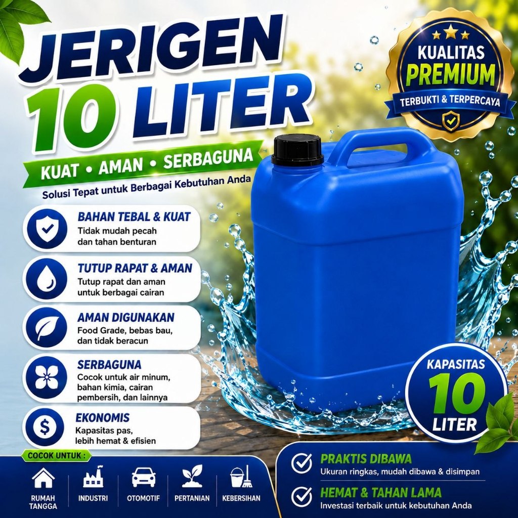 JERIGEN 10 LITER | JELIKEN | KOMPAN BIRU | KOKANG | DERIGEN | DIRIGEN | JERIKEN BEKAS 90% BAHAN TEBA