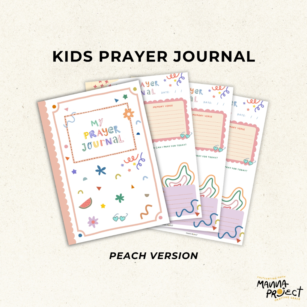 Kids Prayer Journal + Letters to God | Peach Version | Manna Project | Sunday School Book | Bible st
