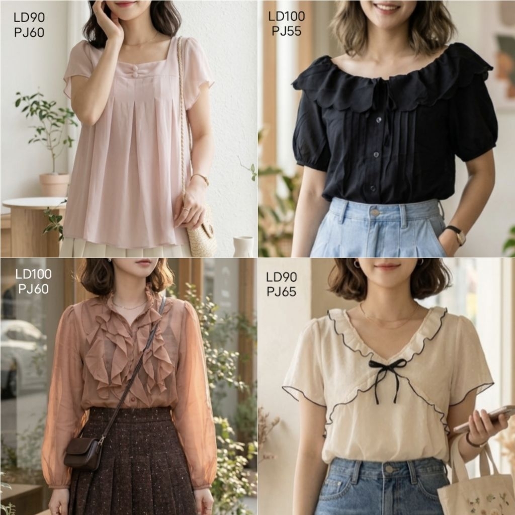 BLOUSE ATASAN KOREAN STYLE AESTHETIC PL PREL0VED