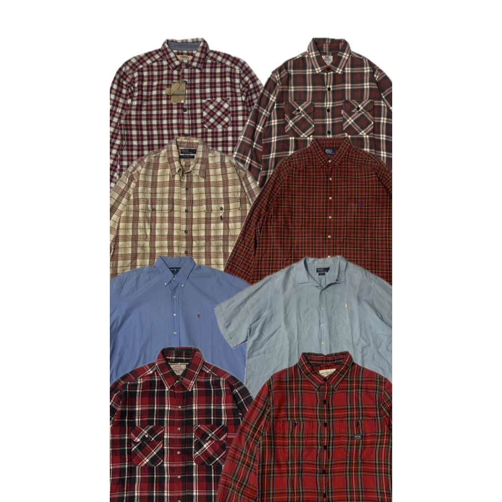 borongan kemeja flanel ralph lauren, levis, kansai