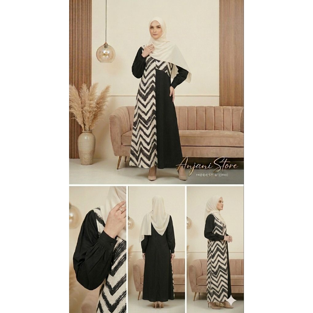 FLASH SALE GAMIS ANJANI STORE/ZIG ZAG/HITAM PUTIH