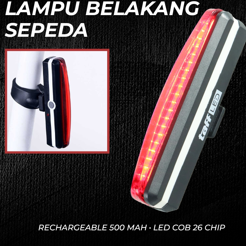 Lampu Belakang Sepeda Rechargeable 500mAh LED COB 26 Chip