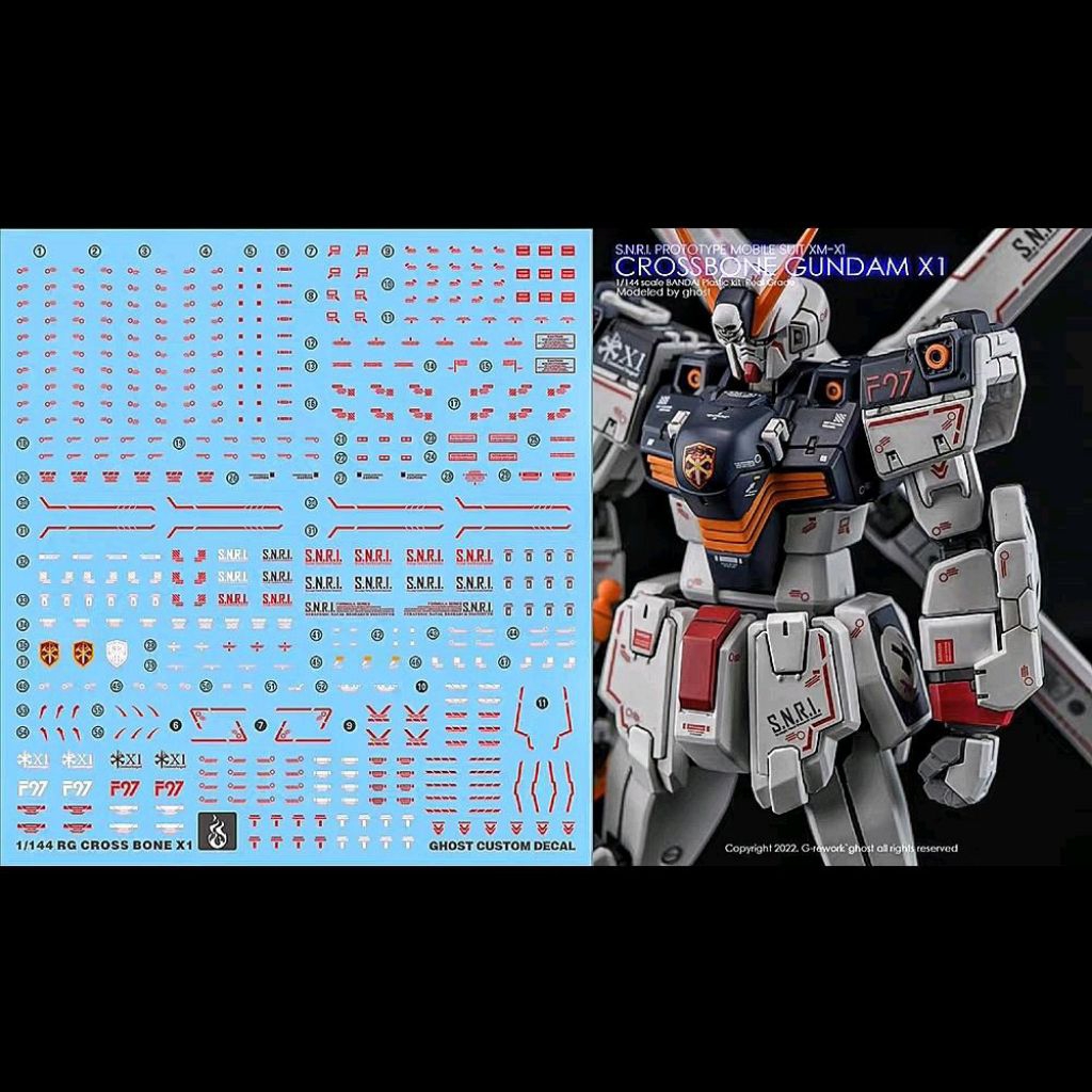 RG 1/144 CROSSBONE X1 WATER DECAL GHOST CUSTOM DECAL