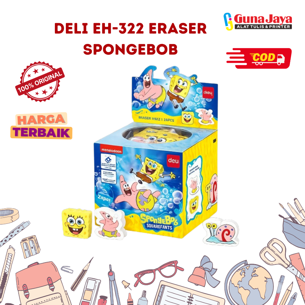 Deli EH322 Penghapus Pensil SpongeBob SquarePants Stationery Sekolah - DELI EH-322 ERASER SPONGEBOB