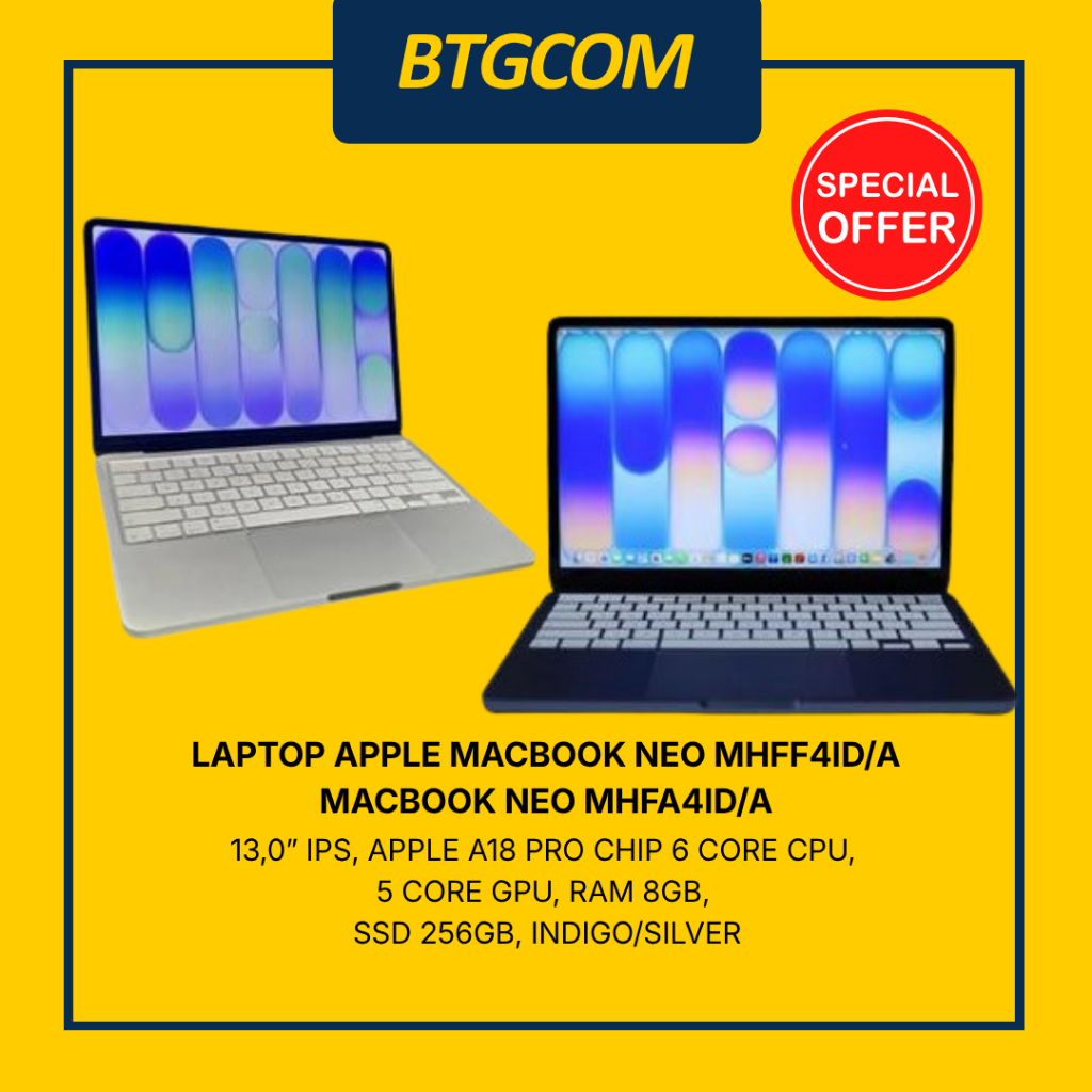 LAPTOP APPLE MACBOOK NEO MHFF4ID/A MHFA4ID/A 13,0 INCH IPS APPLE A18 PRO CHIP 6 CORE CPU 5 CORE GPU 