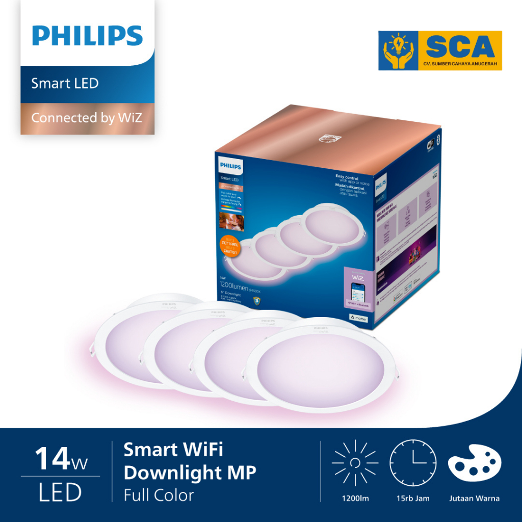 Philips Smart LED Downlight RGB Color 14W Multipack