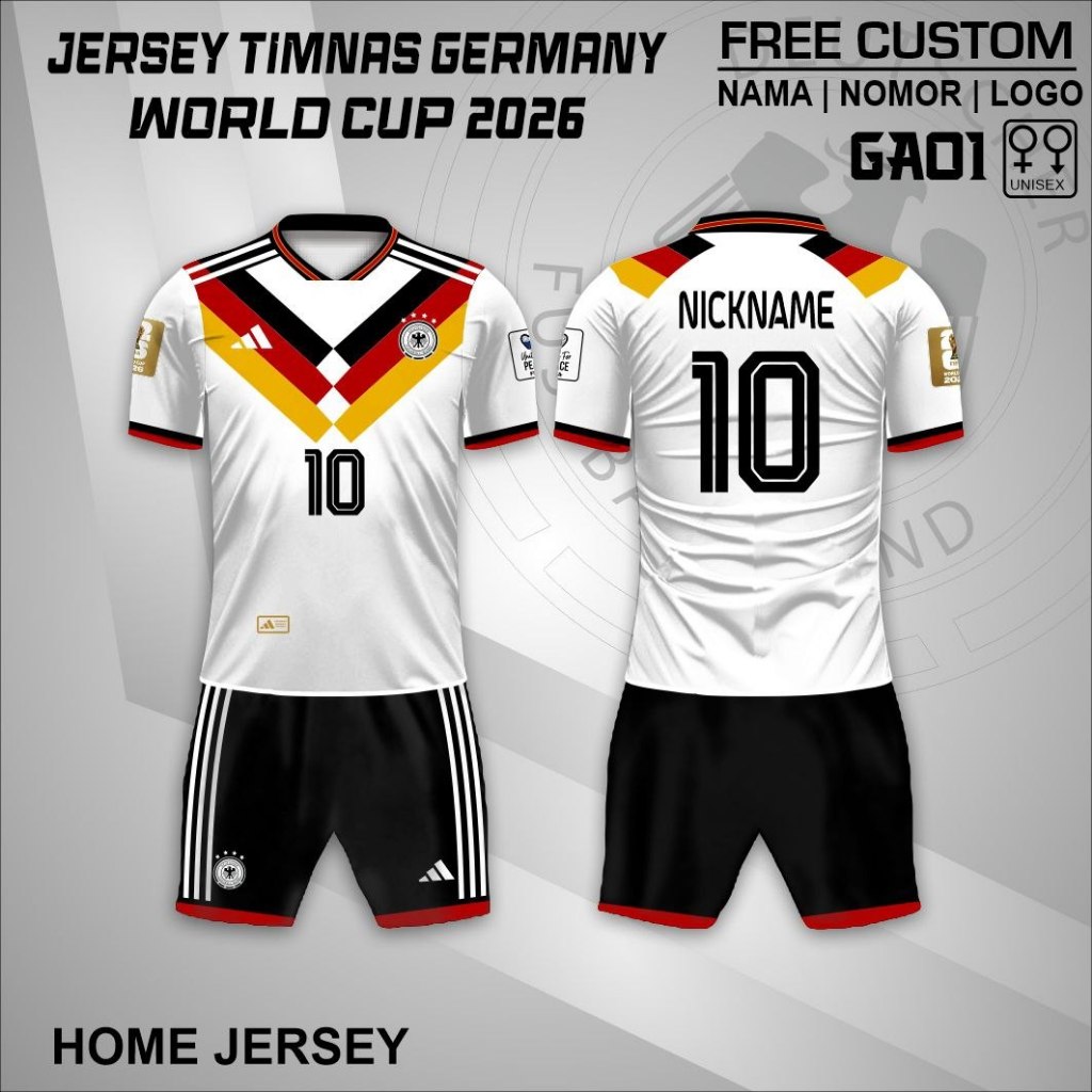 Jersey setelan timnas jerman 2026 home away free custom
