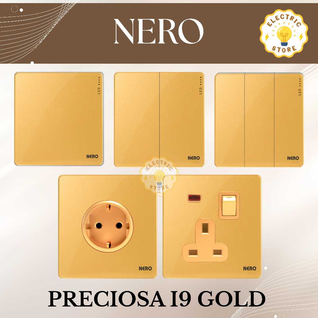 Nero Preciosa I9 Gold Saklar Stopkontak // Saklar Nero Preciosa I9 Gold Stopkontak Saklar