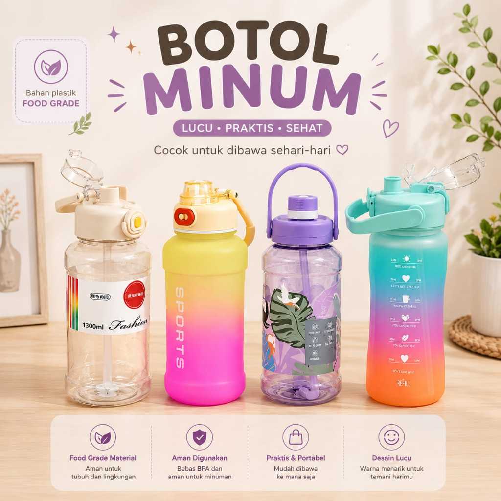 BOTOL MINUM MOTIVASI BOTOL UNIK LUCU 2 LITER