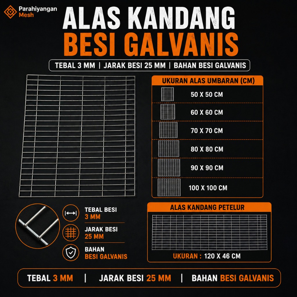 ALAS KANDANG AYAM UMBARAN DAN PETELUR BESI GALVANIS