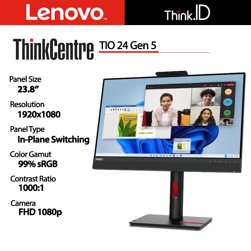 Monitor LED Lenovo ThinkCentre TIO 24 Gen 5 23.8" 1920x1080 IPS 99% sRGB