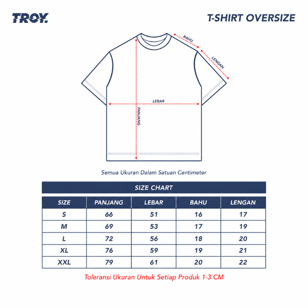 Troy Company Oversize Tshirt White Pollutant Toxins - Kaos Oversize Pria Lengan Pendek Putih OVD 3218