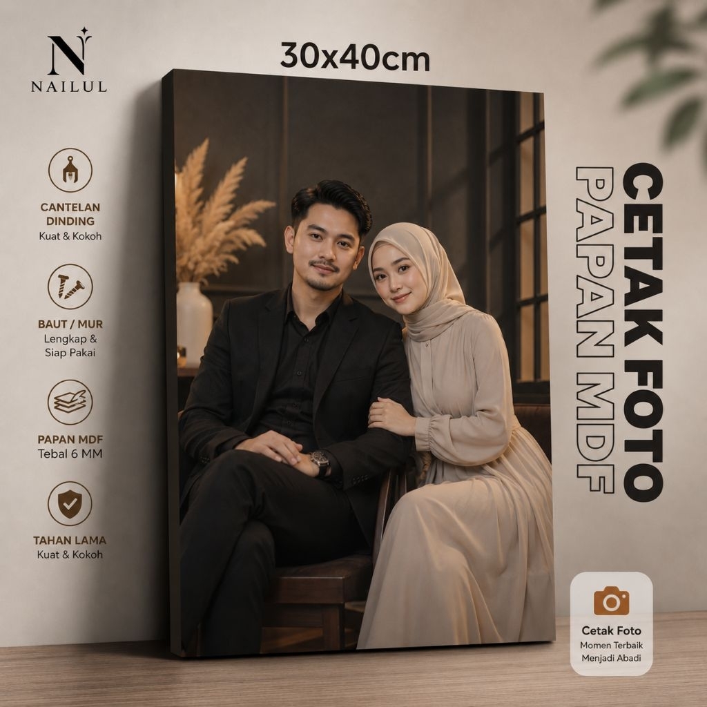 Cetak Foto Custom 30x40cm MDF 6mm siap gantung