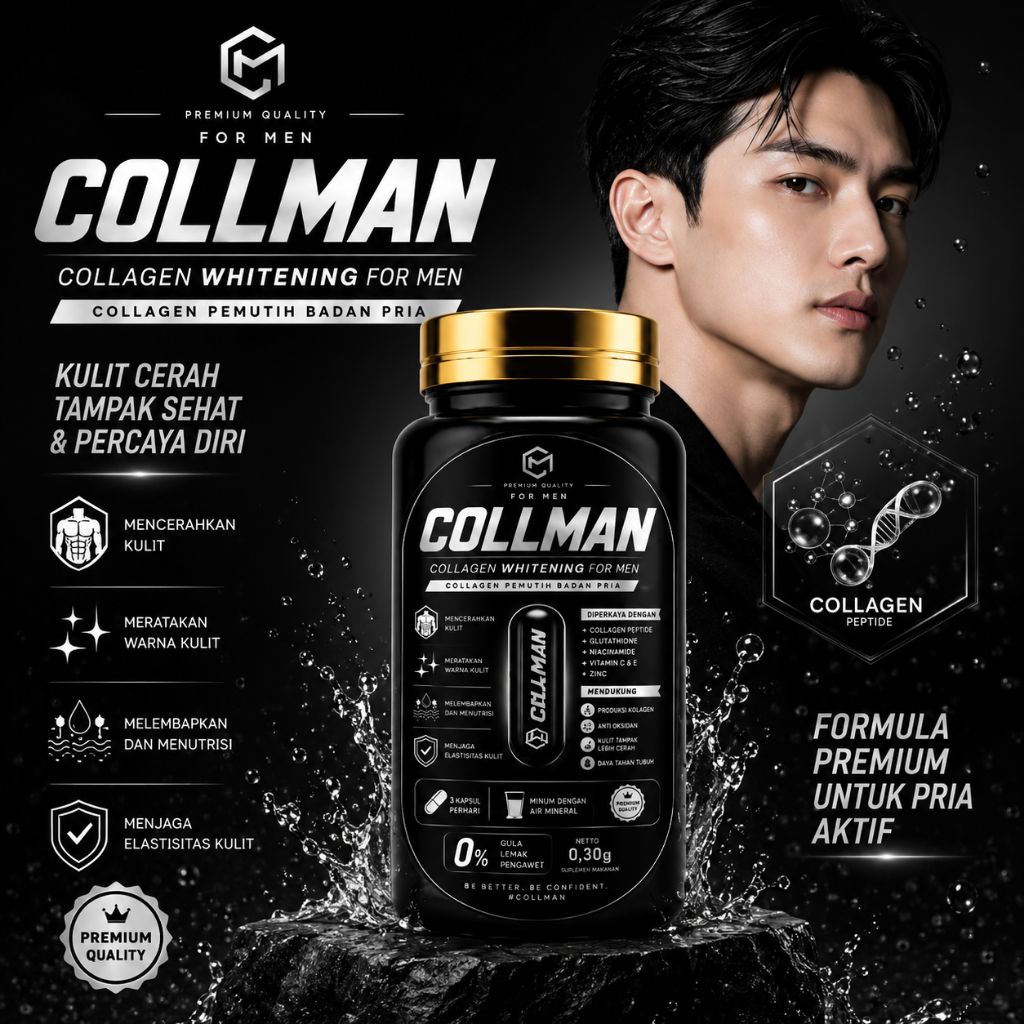 COLLMAN (20 kapsul) Pemutih Badan Pria Kapsul Cerah Tampak Sehat dan Percaya Diri Kolagen Pemutih Ku