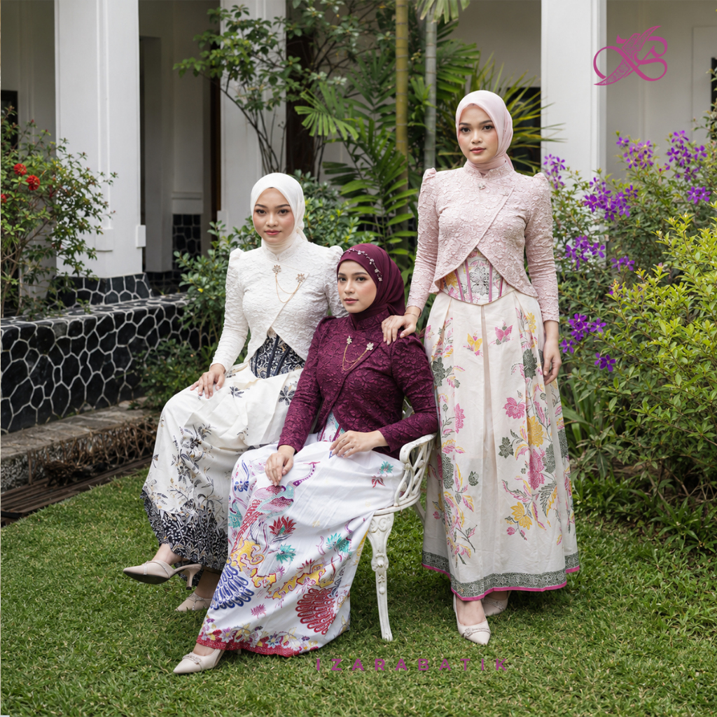 BUSANAID - Selina Kebaya Janggan Crop Top Set Rok & Belt – Jaguard Fukuro Premium | Kebaya Modern La