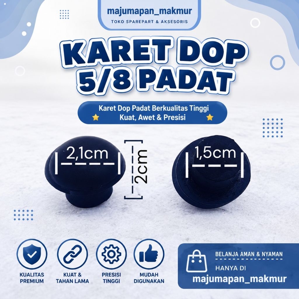 Karet Dop 5/8 Padat Dop Furniture Tutup Pipa Besi