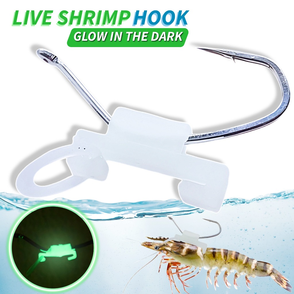 Kail Udang Hidup Glow In The Dark Live Shrimp Hook 3 PCS Umpan Udang Soft Lure Udang Predator Laut