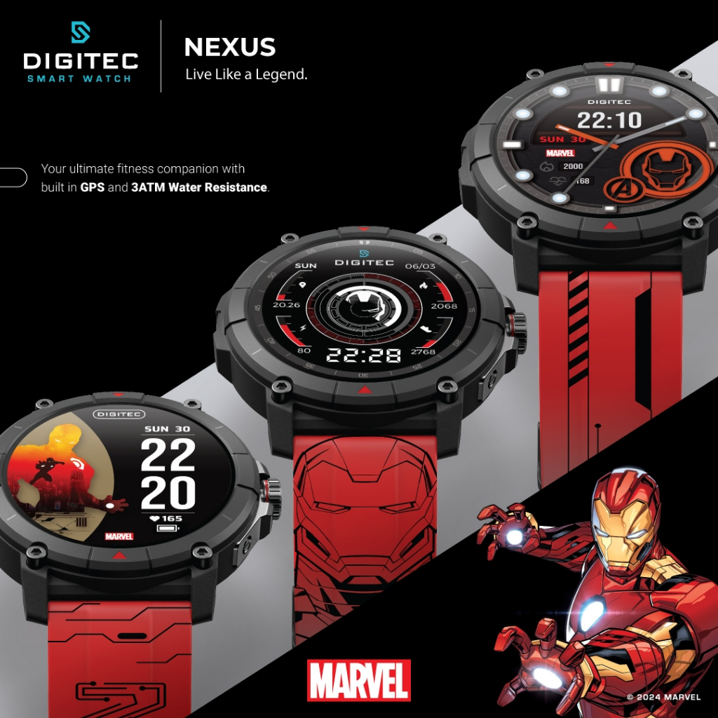 Original 100% Jam Tangan DIGITEC NEXUS MARVEL Edition Iron Man SmartWatch Extra Strap Garansi Resmi 