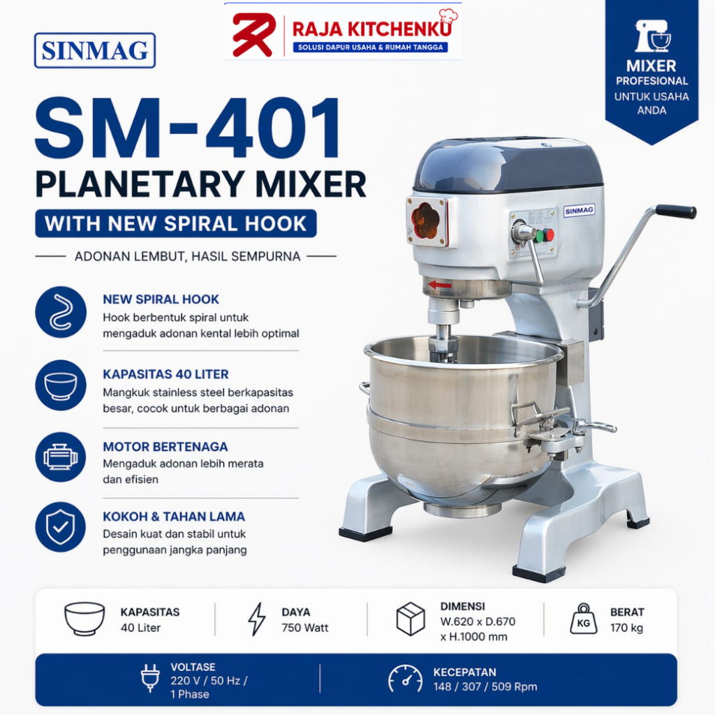 SINMAG Planetary Mixer 40 Liter SM-401 / SM 401 / SM401