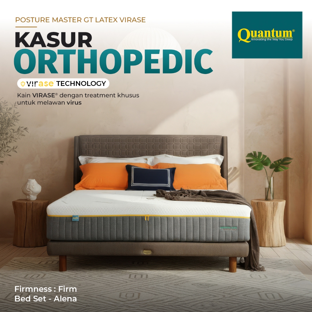 Quantum Kasur Orthopedic Posture Master Greentea Latex Virase - Spring Bed Springbed Orthopedic