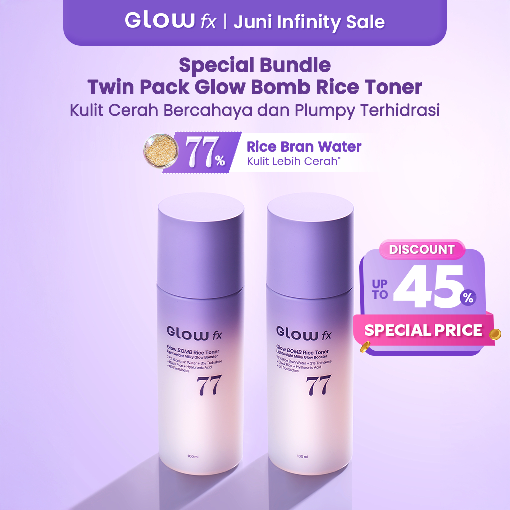[ LIMITED STOCK ] [TWIN PACK] GLOW FX Glow Bomb Rice Toner Wajah 2pcs Hydrating + Brightening 77% Ri