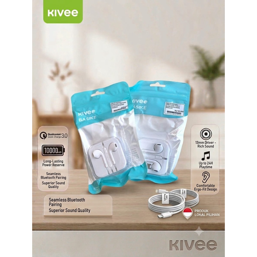 Earphone Cable Kivee Type-C/Lightning