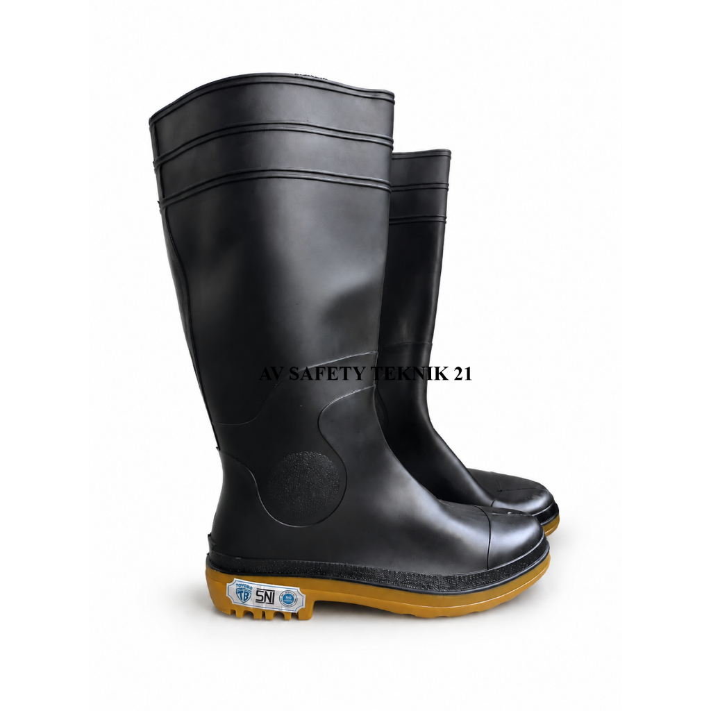 Sepatu Boot Tinggi TOYOBO 8808 HITAM Karet Lokal Lentur Anti Slip Air
