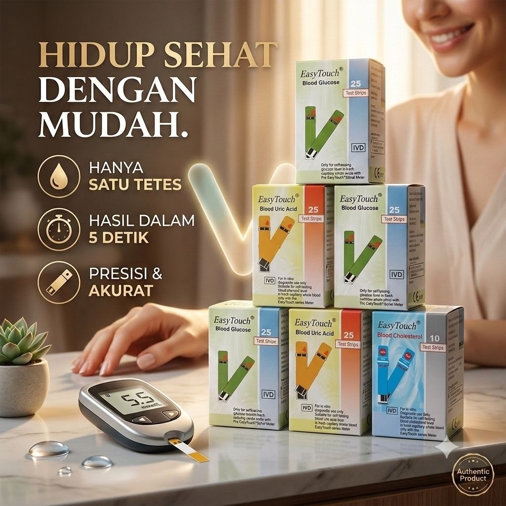 3 Strip Easy Touch  Asam Urat/Gula Darah/Kolesterol