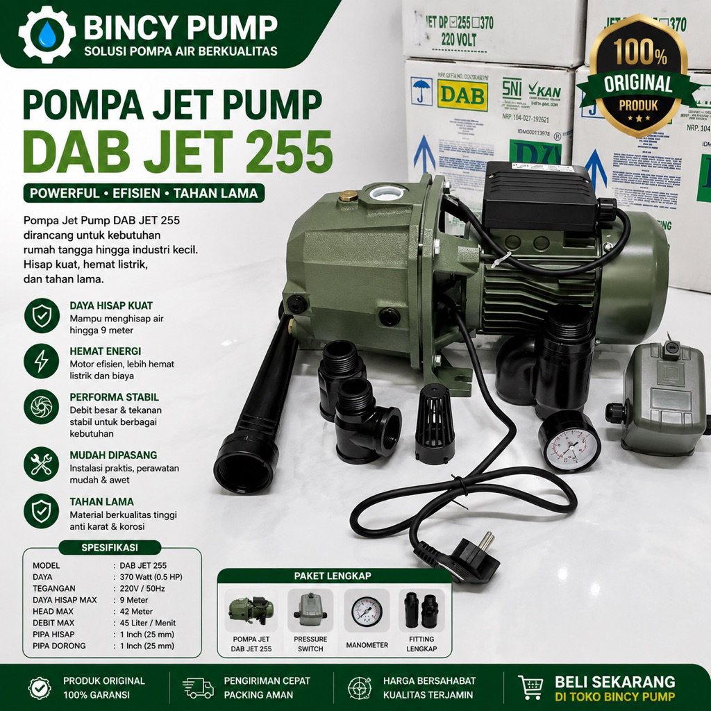 Pompa Air Jet Pump DAB 255Wat / 370Wat Pompa Air Jet Pump DAB Indonesia
