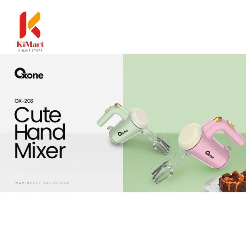 Oxone OX203PG Hand Mixer Tangan 5 Kecepatan - Pink, Hijau, Biru, Oranye