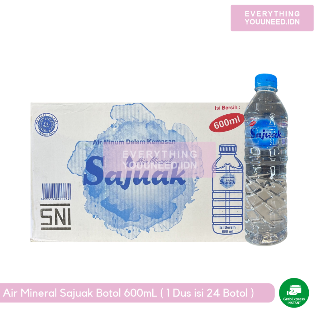 Sajuak Air Mineral Kemasan Botol 600 mL 1 Dus isi 24 Botol
