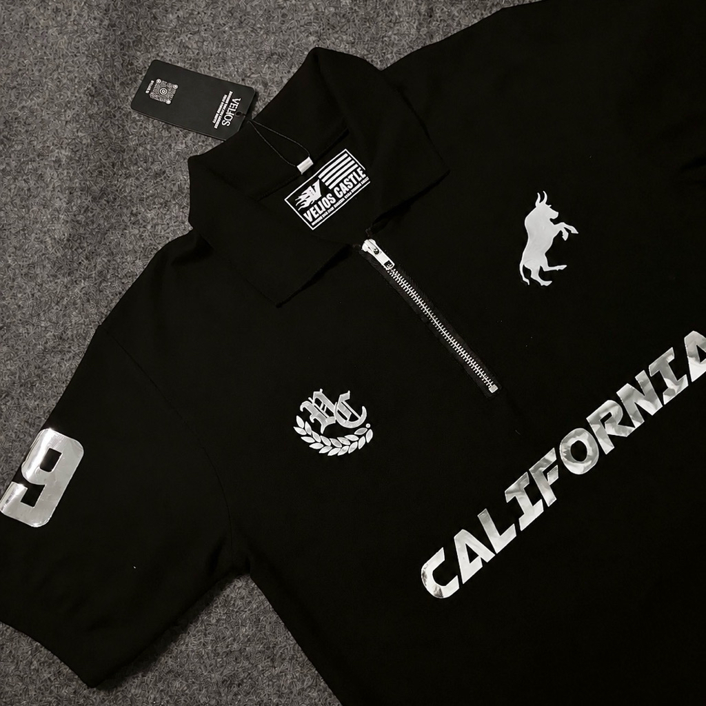 Poloshirt Zipper Krah Sleting - California | Polo shirt CVC Pique Hexagon | VELIOS