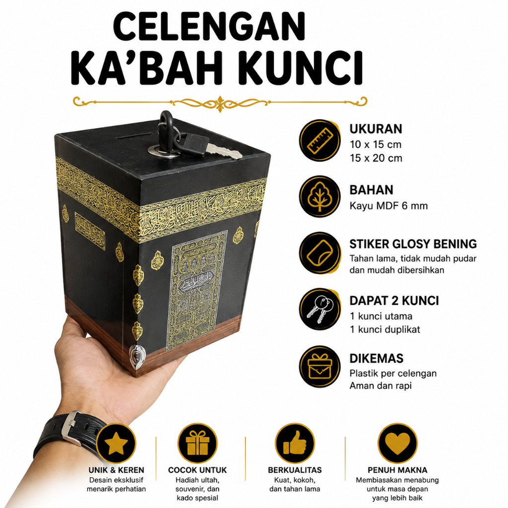 Celengan ka'bah kunci jumbo - Celengan miniatur Ka'bah kunci jumbo besar