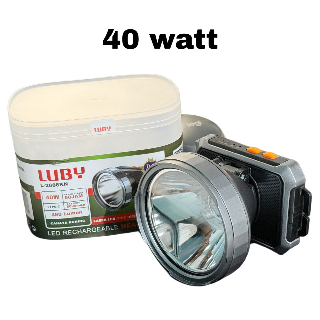 senter kepala luby 40 Watt tahan lama L - 2888 baterai 8000mah Luby L- 2888L / L- 2888K head lamp