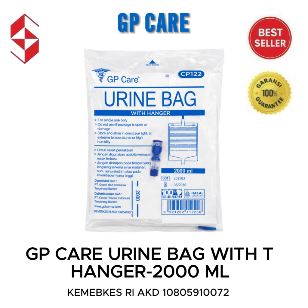 Gp care urine bag T with hanger- 2000ml