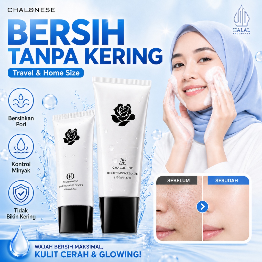 [CHALONESE] Brightening Cleanser Facial Wash Dapat Membersihkan Sisa Minyak dan Kotoran di Wajah dan