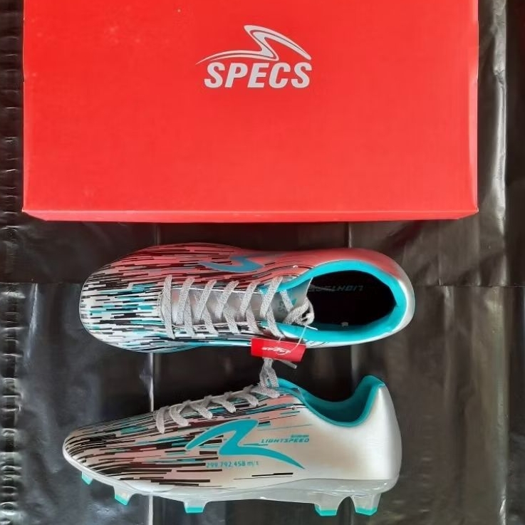 Sepatu Sepak Bola Specs Lightspeed Reborn Silver Black Aqua