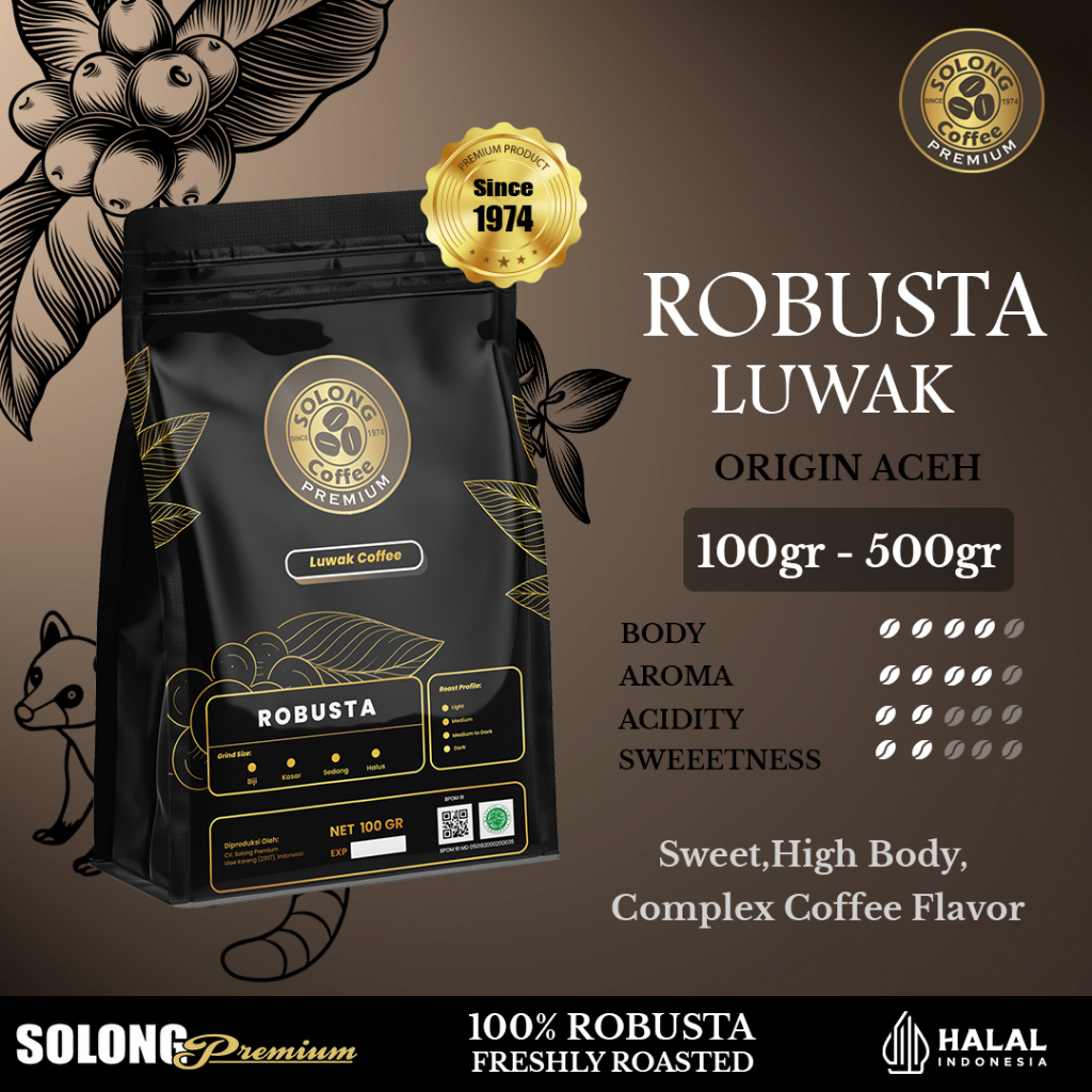 Solong Premium Kopi Luwak Robusta Gayo (Aceh) - Robusta Gayo Luwak Coffee