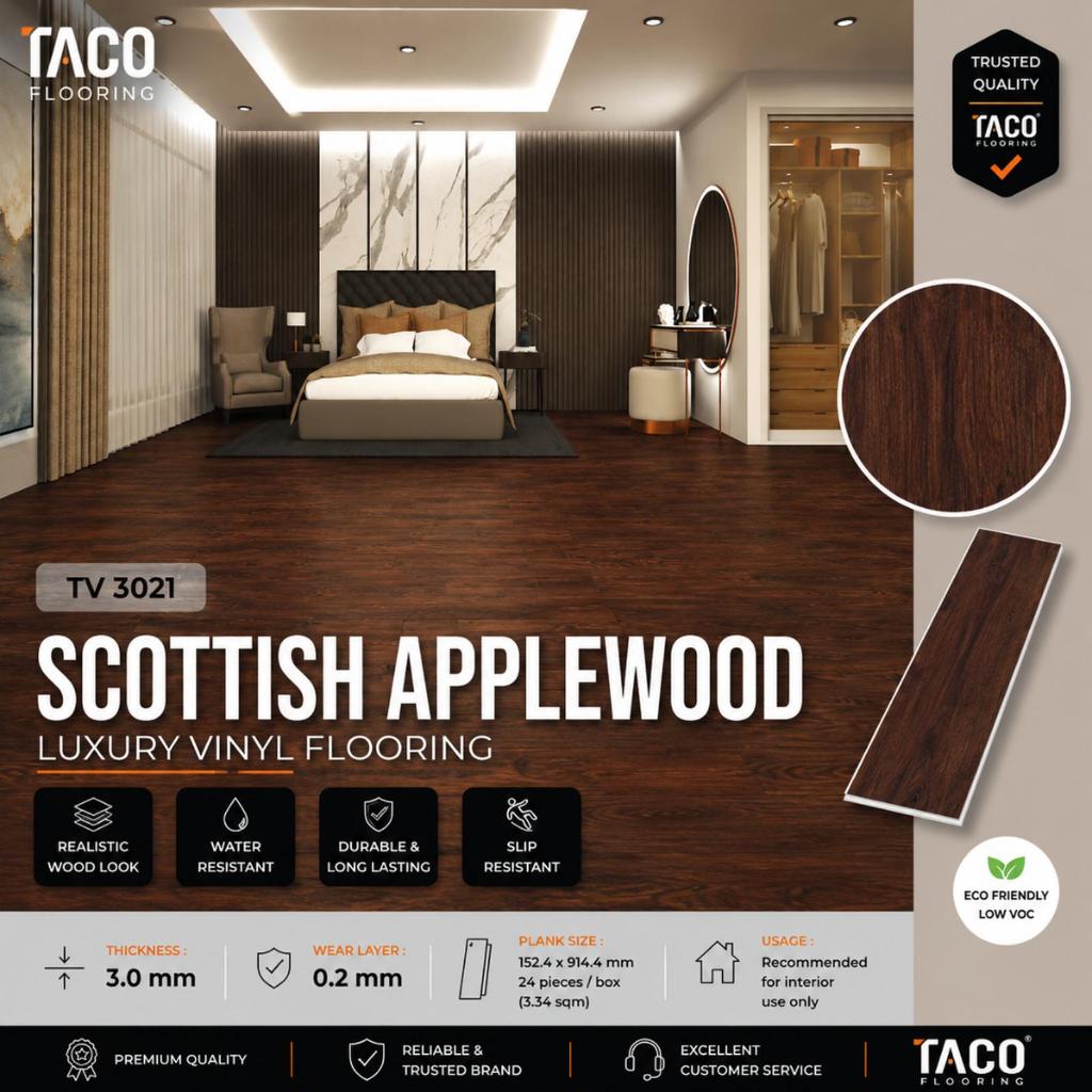TACO Lantai Vinyl 3mm TV 3021 Scottish Applewood / Lantai Motif Kayu